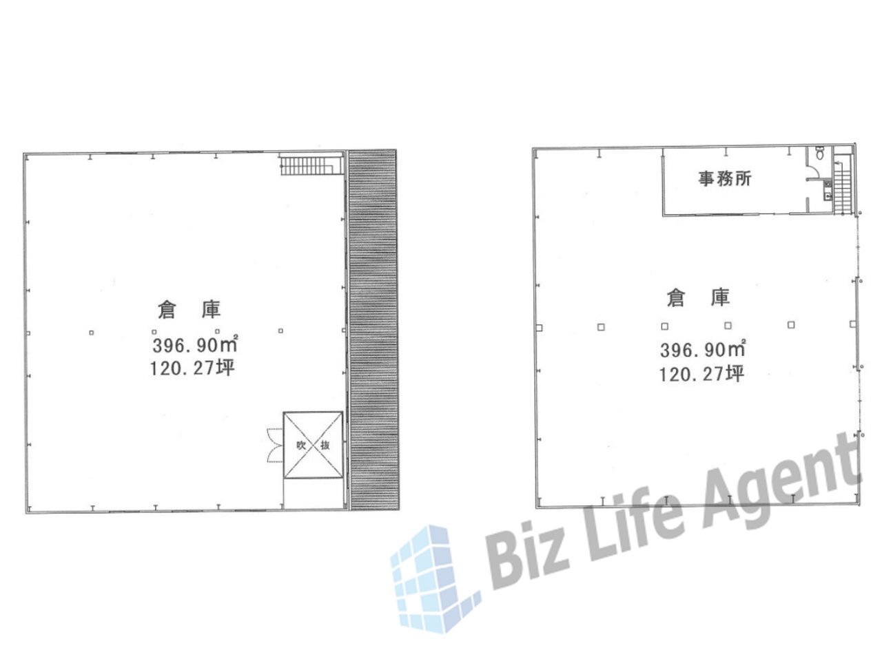イマス村川倉庫の平面図