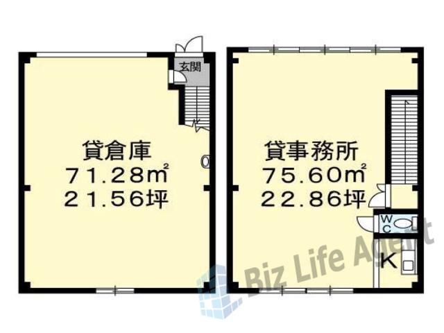 桃山町丹後倉庫付事務所の平面図