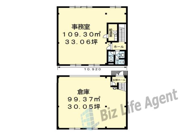 田井新荒見４０倉庫付事務所Ｂ棟の平面図